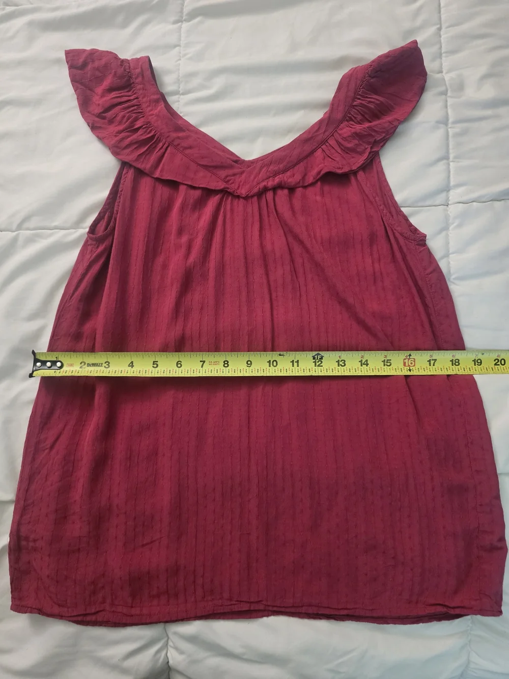 Loft Ruffle V-Neck Dobby Texture Tank Top - Picture 5 of 7